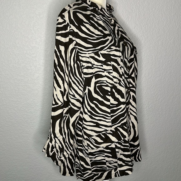 Chico’s Zebra Print Linen Blend Jacket 2 Large - Picture 5 of 11